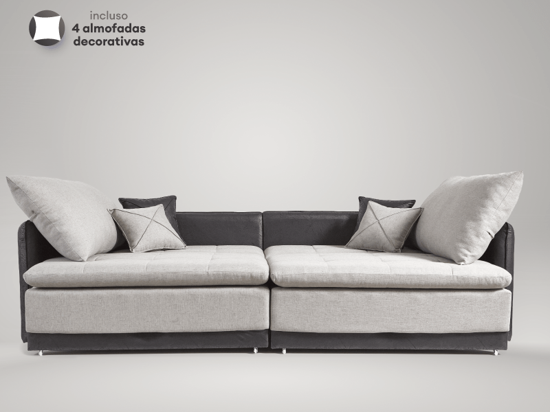 Sofá Europa 250cm sem caixa, Retrátil e Reclinável Linho Premium