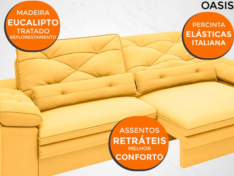 Sofá Retrátil e Reclinável Oasis 210cm Velosuede Netsofás Loja