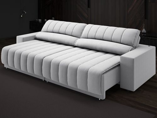 Sofá de Duplo Molejo com Carregador USB, Retrátil e Reclinável Max 180cm Linho Soft