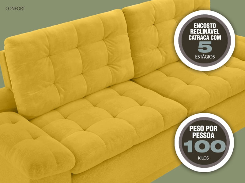 Sofá Retrátil e Reclinável Confort 200cm Velosuede Netsofás Loja