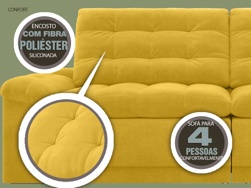 Sofá Retrátil e Reclinável Confort 200cm Velosuede Netsofás Loja