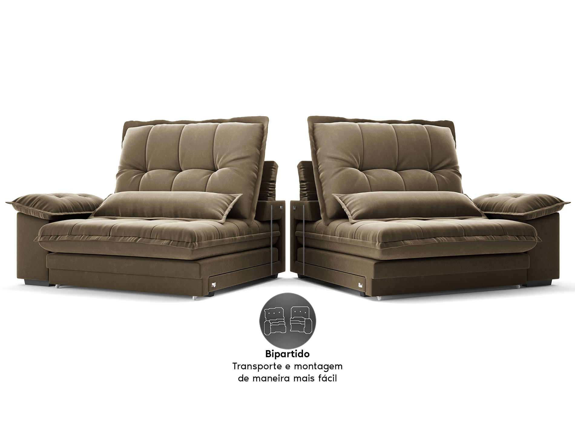 Sofá Retrátil e Reclinável Bergamo 210cm Veludocristal - Netsofás