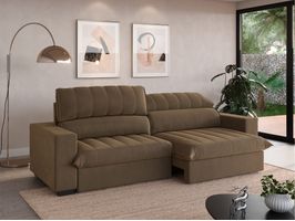 Sofá com Carregador USB Retrátil e Reclinável Strike 280cm VeludoCristal Netsofas