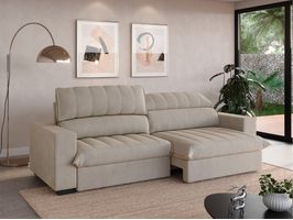 Sofá com Carregador USB Retrátil e Reclinável Strike 200cm VeludoCristal Netsofas