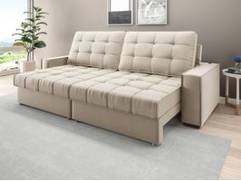 Sofá Divino 2,80m Mega Assento c/ Molas Ensacadas Veludo Cristal Netsofas