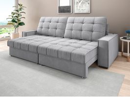 Sofá Divino 2,40m Mega Assento c/ Molas Ensacadas Linho Soft Netsofas