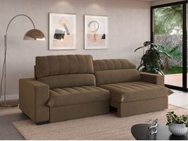 Sofá com Carregador USB Retrátil e Reclinável Strike 280cm VeludoCristal Netsofas