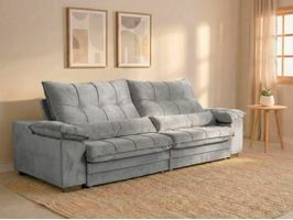Sofá Retrátil Reclinável 2,50m com Molas e Espuma D33 Biondi Veludocristal - NETSOFAS