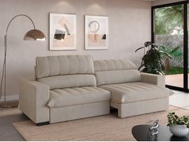 Sofá com Carregador USB Retrátil e Reclinável Strike 200cm VeludoCristal Netsofas